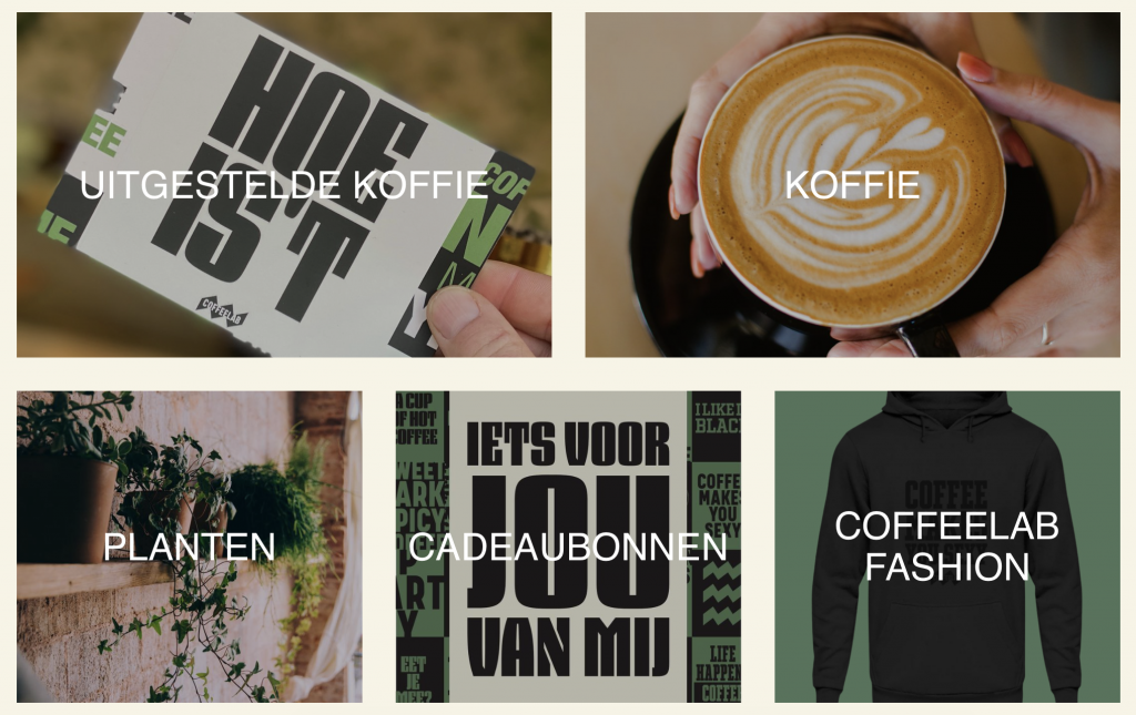 Overzicht van producten uit de COFFEELAB webshop
